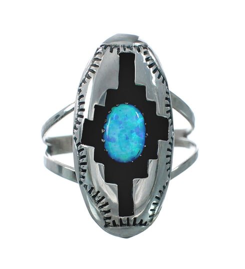 Sterling Silver Opal Native American Ring Size 8 XS10028